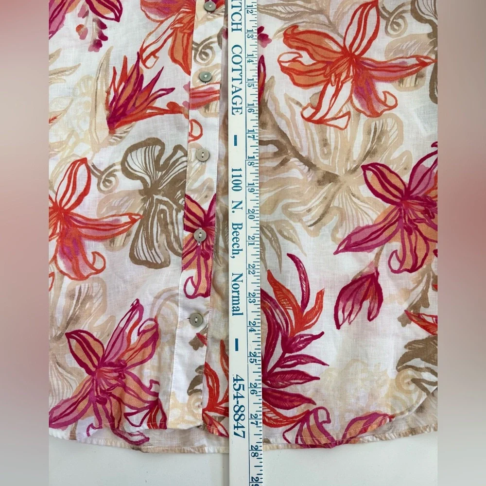 NWOT Chico’s Linen Floral Blouse 1.5 US 10 Multicolor Button Up Shirt Summer - Picture 7 of 10